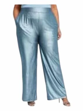 Nina Parker Ice Blue Metallic Pants, Size 3X